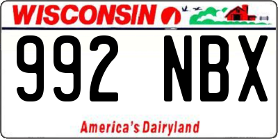 WI license plate 992NBX