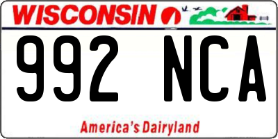 WI license plate 992NCA