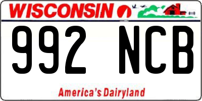 WI license plate 992NCB