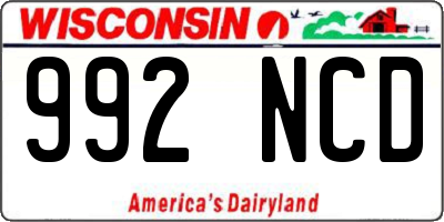 WI license plate 992NCD