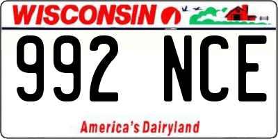 WI license plate 992NCE