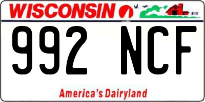 WI license plate 992NCF