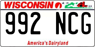 WI license plate 992NCG