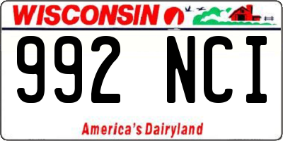 WI license plate 992NCI