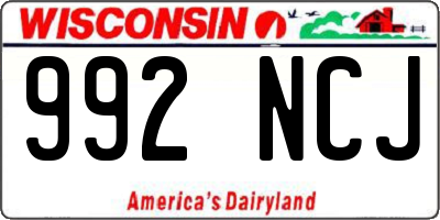 WI license plate 992NCJ
