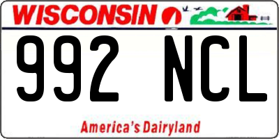 WI license plate 992NCL