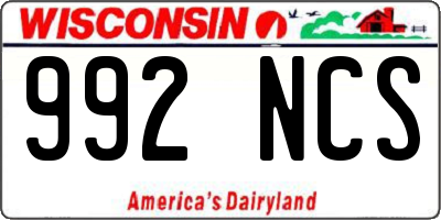 WI license plate 992NCS