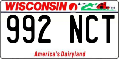 WI license plate 992NCT
