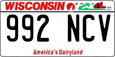 WI license plate 992NCV