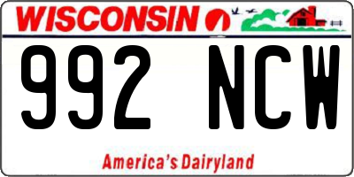 WI license plate 992NCW