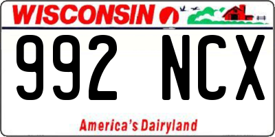 WI license plate 992NCX