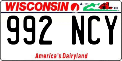 WI license plate 992NCY