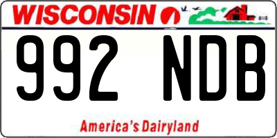 WI license plate 992NDB