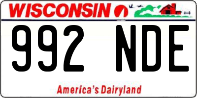 WI license plate 992NDE