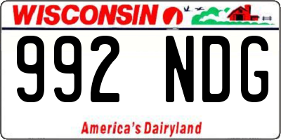 WI license plate 992NDG
