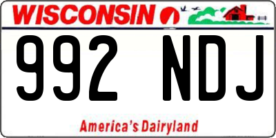 WI license plate 992NDJ