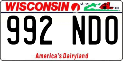 WI license plate 992NDO