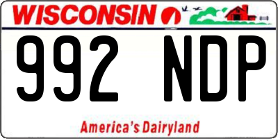 WI license plate 992NDP