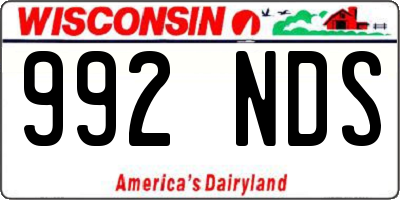 WI license plate 992NDS