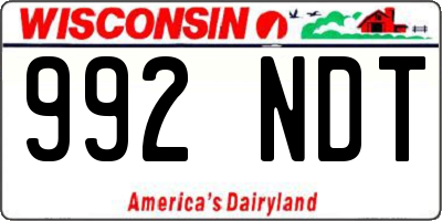 WI license plate 992NDT