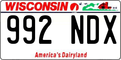 WI license plate 992NDX