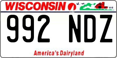 WI license plate 992NDZ