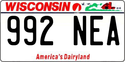 WI license plate 992NEA