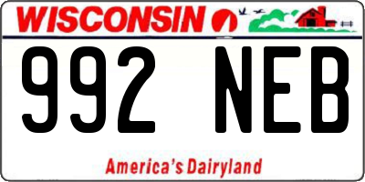 WI license plate 992NEB
