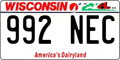 WI license plate 992NEC