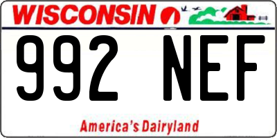 WI license plate 992NEF