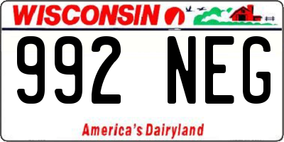 WI license plate 992NEG
