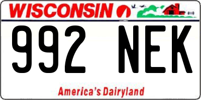 WI license plate 992NEK