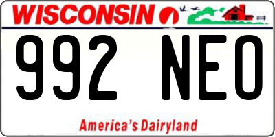 WI license plate 992NEO