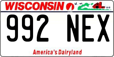 WI license plate 992NEX