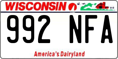 WI license plate 992NFA