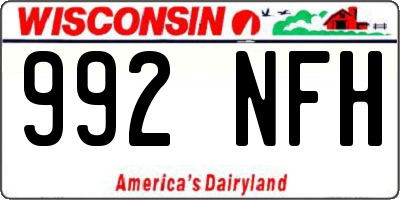 WI license plate 992NFH