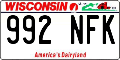 WI license plate 992NFK