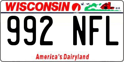 WI license plate 992NFL