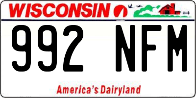 WI license plate 992NFM