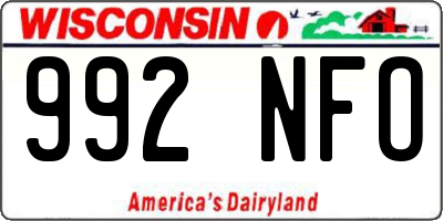 WI license plate 992NFO
