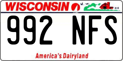 WI license plate 992NFS
