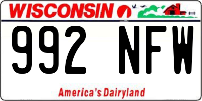 WI license plate 992NFW
