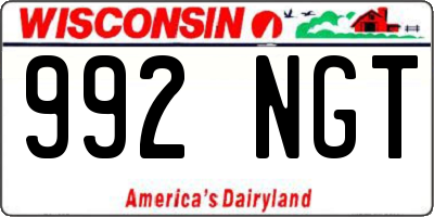 WI license plate 992NGT