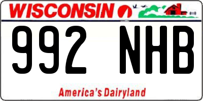 WI license plate 992NHB