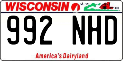 WI license plate 992NHD