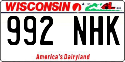 WI license plate 992NHK