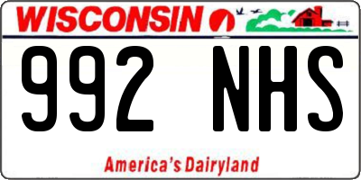 WI license plate 992NHS