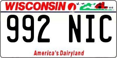 WI license plate 992NIC