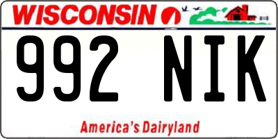WI license plate 992NIK