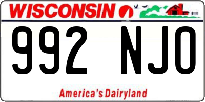 WI license plate 992NJO
